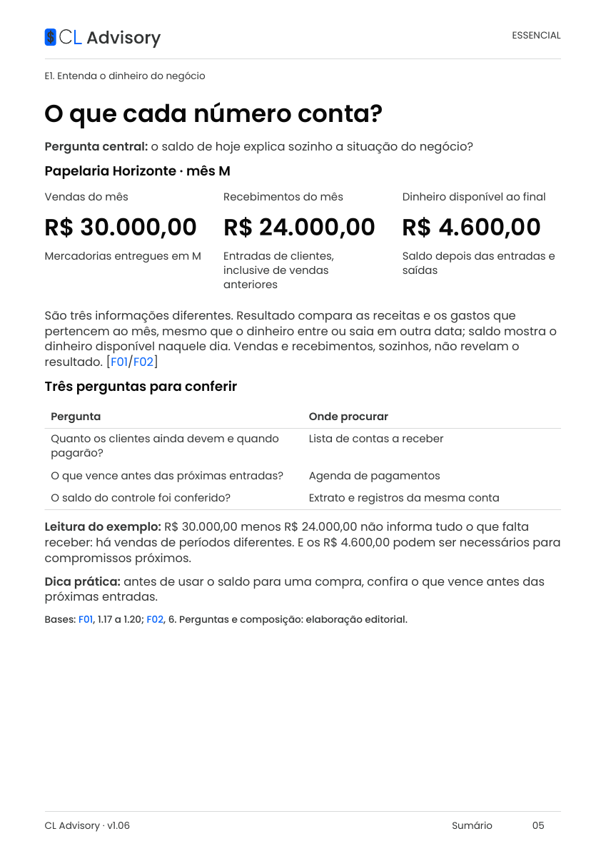 Página 5 do guia: Vendas, recebimentos e saldo